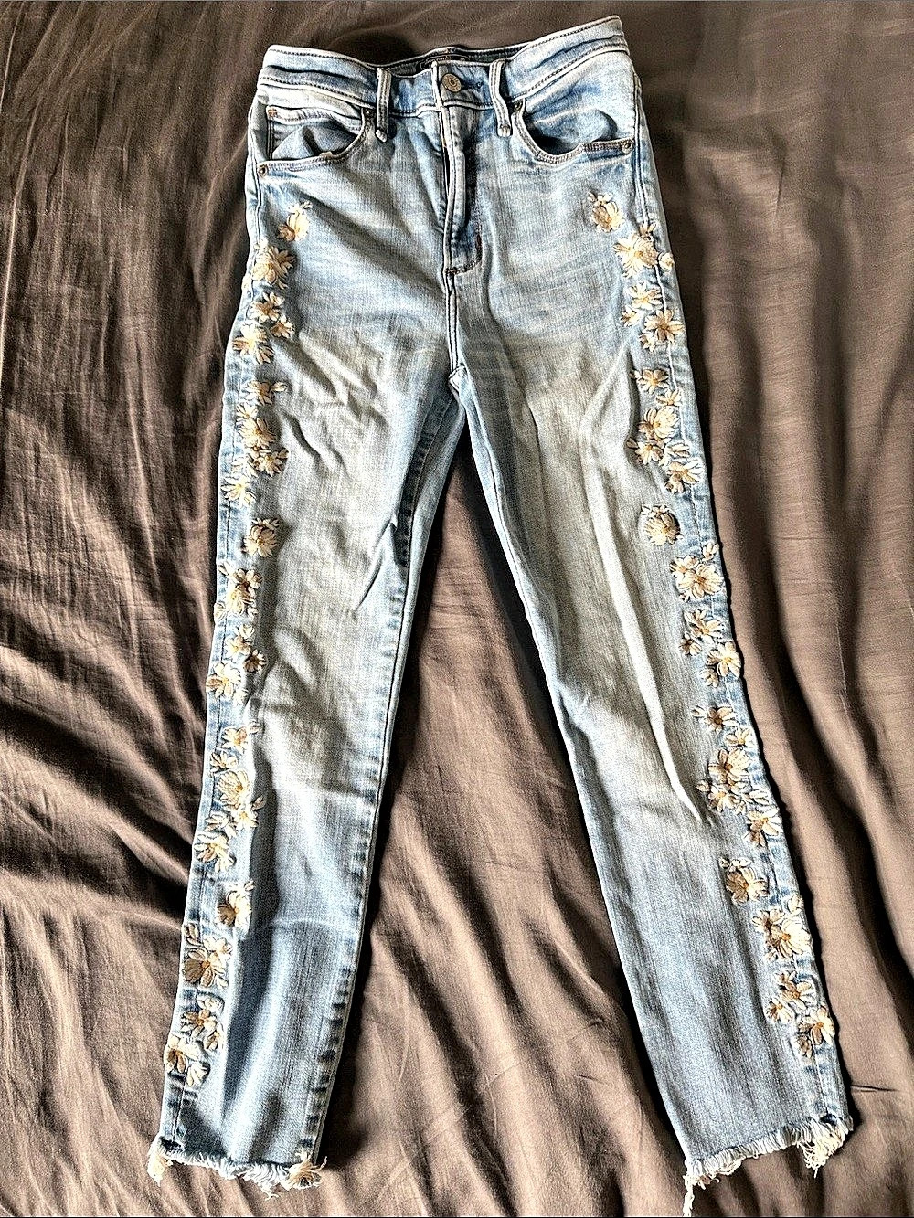 Abercrombie & Fitch High Rise Super Skinny Ankle Jeans Blue & Cream 26